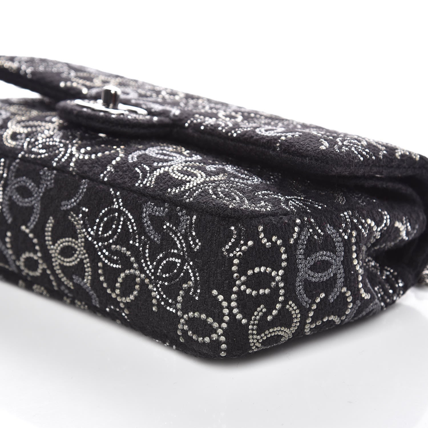Chanel Tweed Strass Medium Pudong Double Flap Black 9 of 10