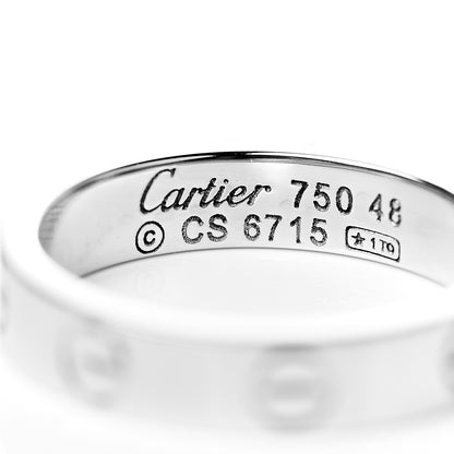 Cartier 18K White Gold 3.5mm LOVE Wedding Band Ring 48 4.5 4 of 5