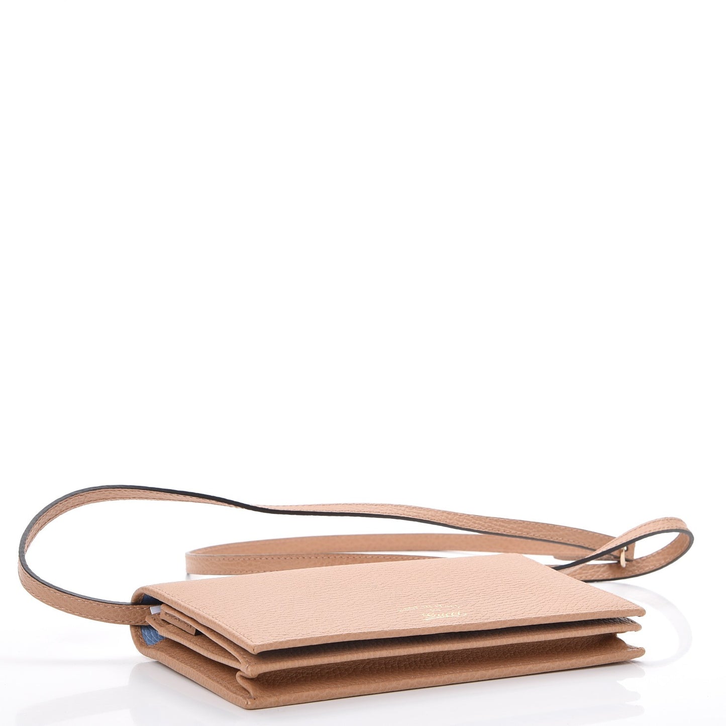 Dollar Calfskin Mini Swing Wallet Bag Camelia Mineral Blue