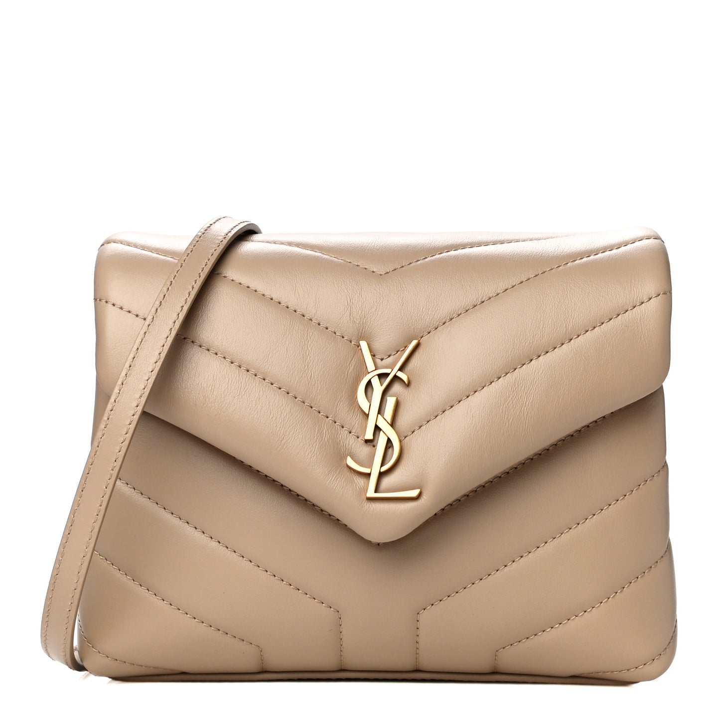 Calfskin Y Quilted Monogram Toy Loulou Crossbody Bag Dark Beige