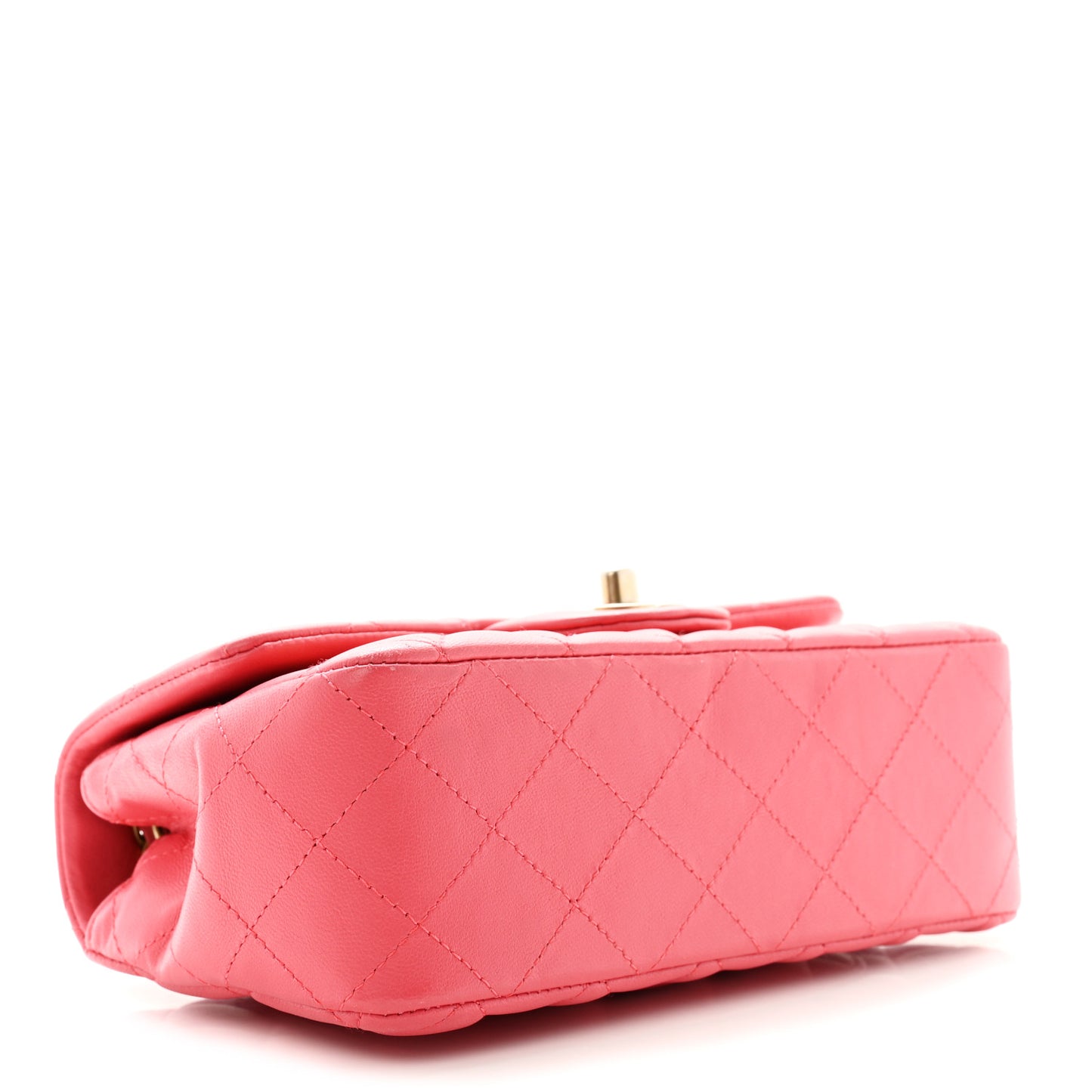 Lambskin Quilted Studded Mini Rectangular Flap Pink