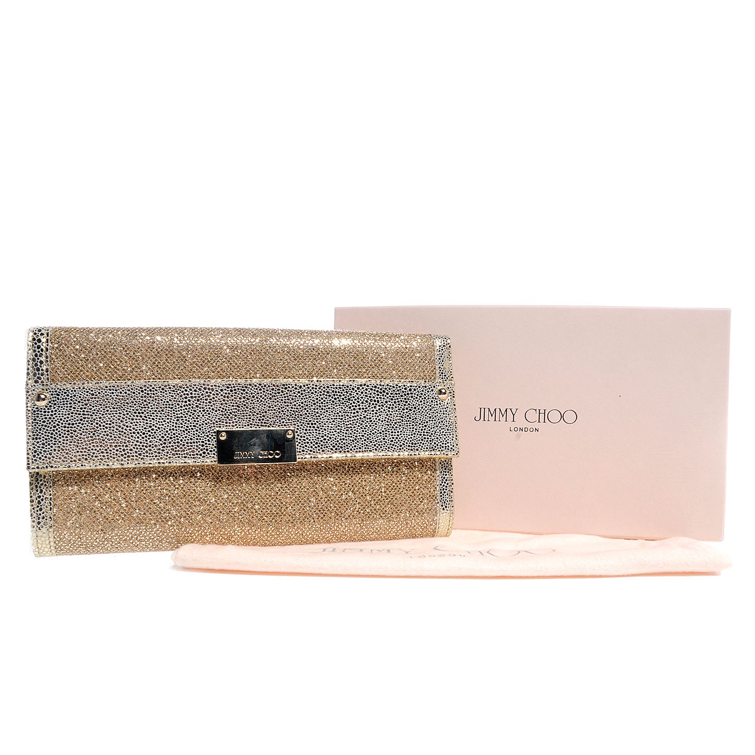 Jimmy Choo Glitter Fabric Reese Clutch Wallet Metallic 5 of 10