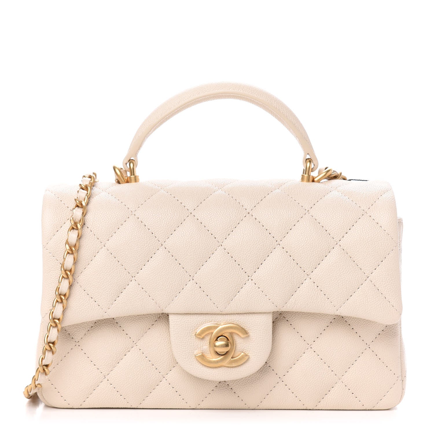 Chanel Caviar Quilted Mini Top Handle Rectangular Flap Beige 1 of 10