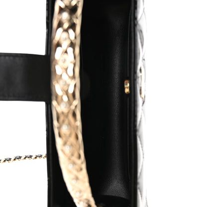 Chanel Patent Calfskin Quilted Pearl Clutch With Chain Black 5 of 11