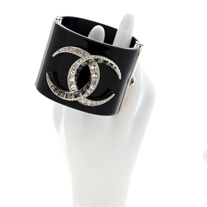 Chanel Resin Baguette Crystal Dubai CC Cuff Bracelet Black Silver 2 of 5