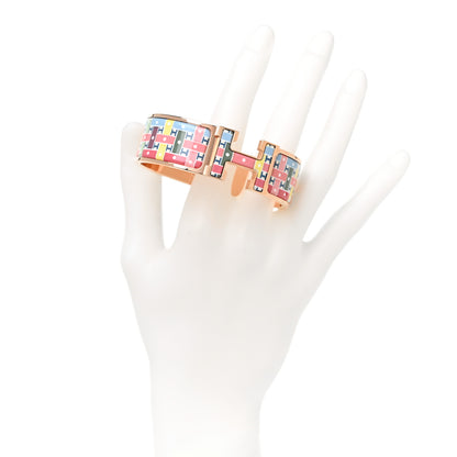 Hermes Enamel Print Son Du H Wide Clic Clac H Bracelet GM Album De Soie 2 of 4