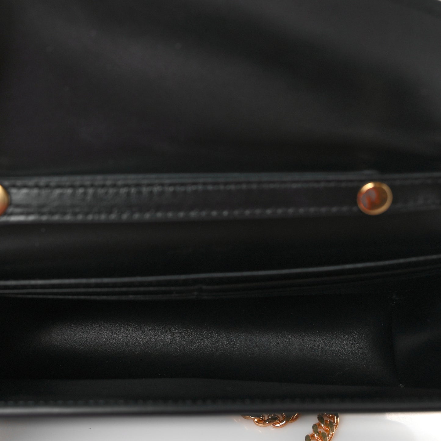 Shiny Calfskin Triomphe Margo Wallet on Chain Black