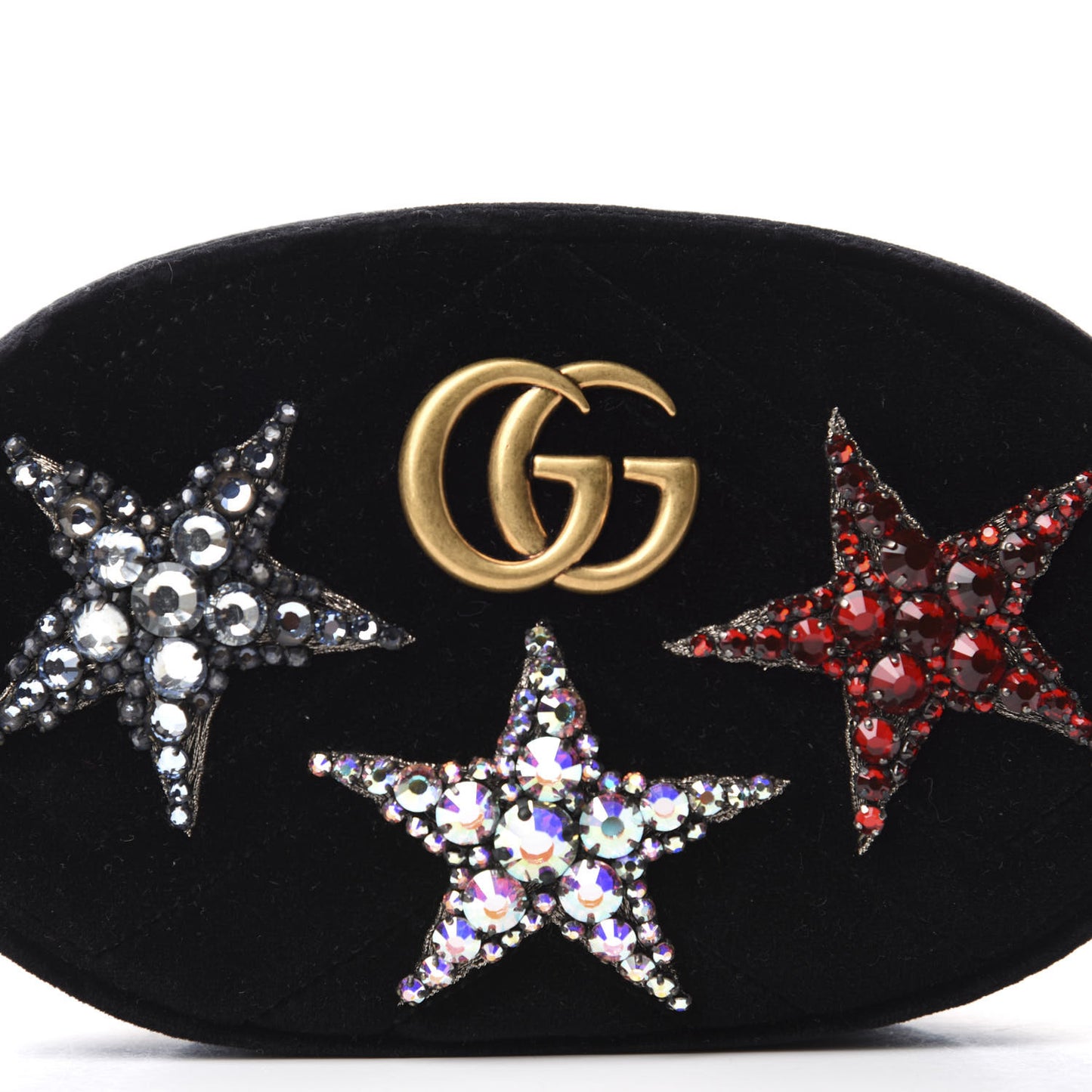Velvet Matelasse Crystal Star GG Marmont Belt Bag 95 38 Black