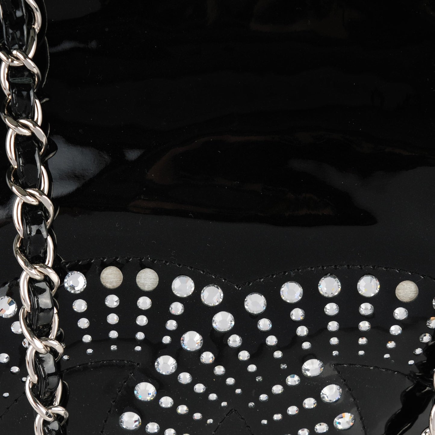 Patent Crystal Strass Bonbons Tote Black