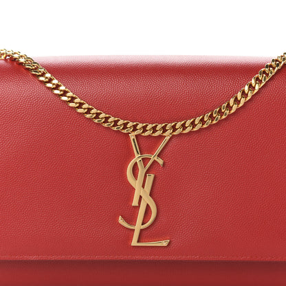 Saint Laurent Grain De Poudre Medium Monogram Kate Satchel Red 9 of 9