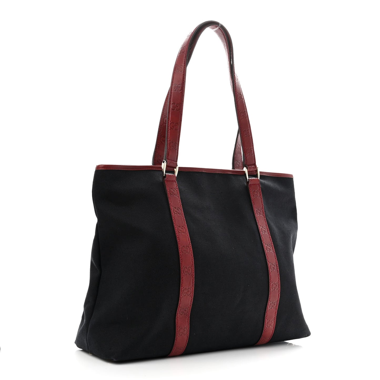 Guccissima Canvas Large Tote Black Dark Red