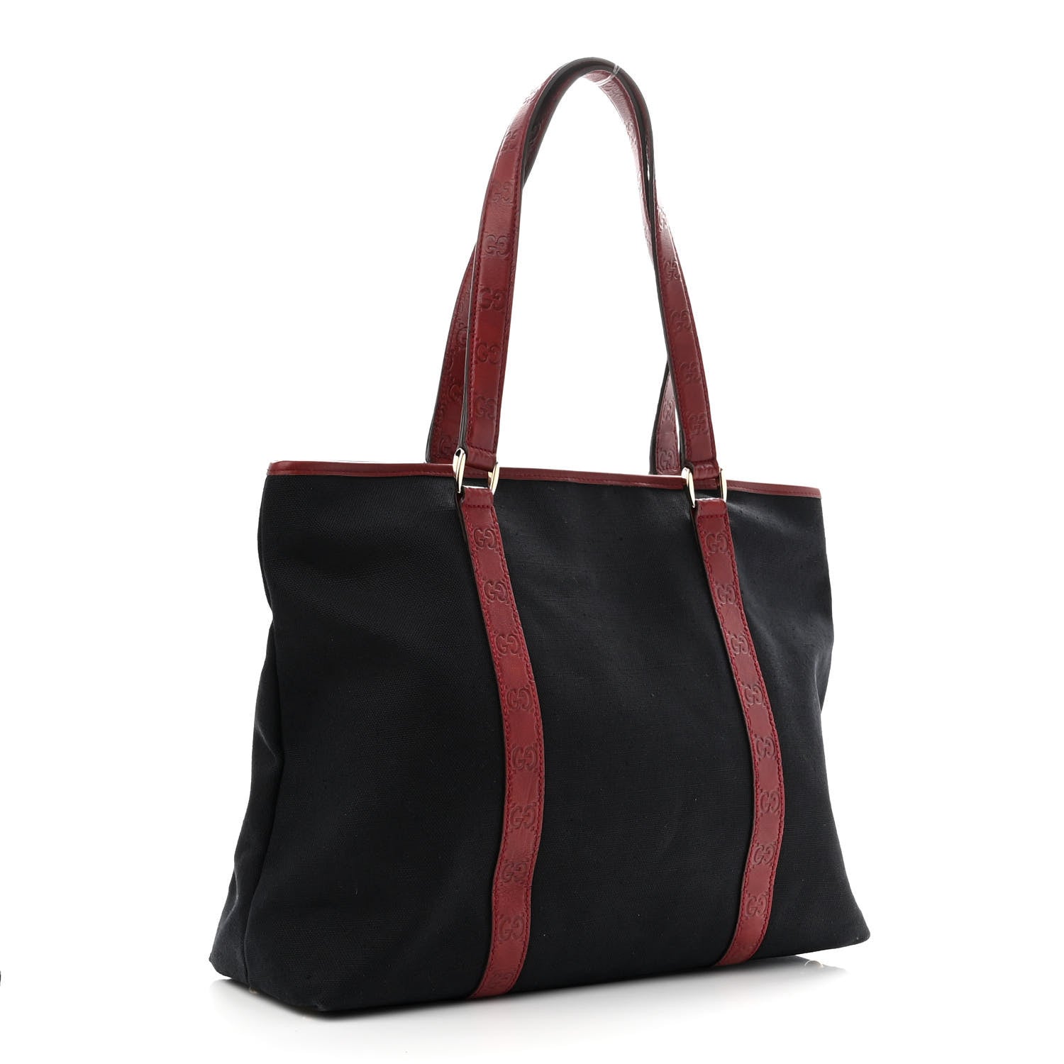 Gucci Guccissima Canvas Large Tote Black Dark Red 3 of 11