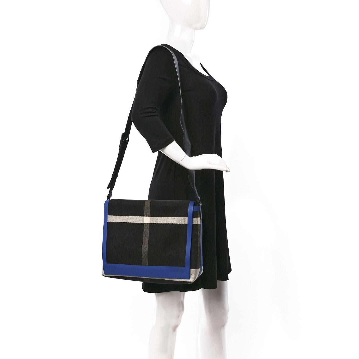 House Check Canvas Medium Burleigh Crossbody Bag Blue Black