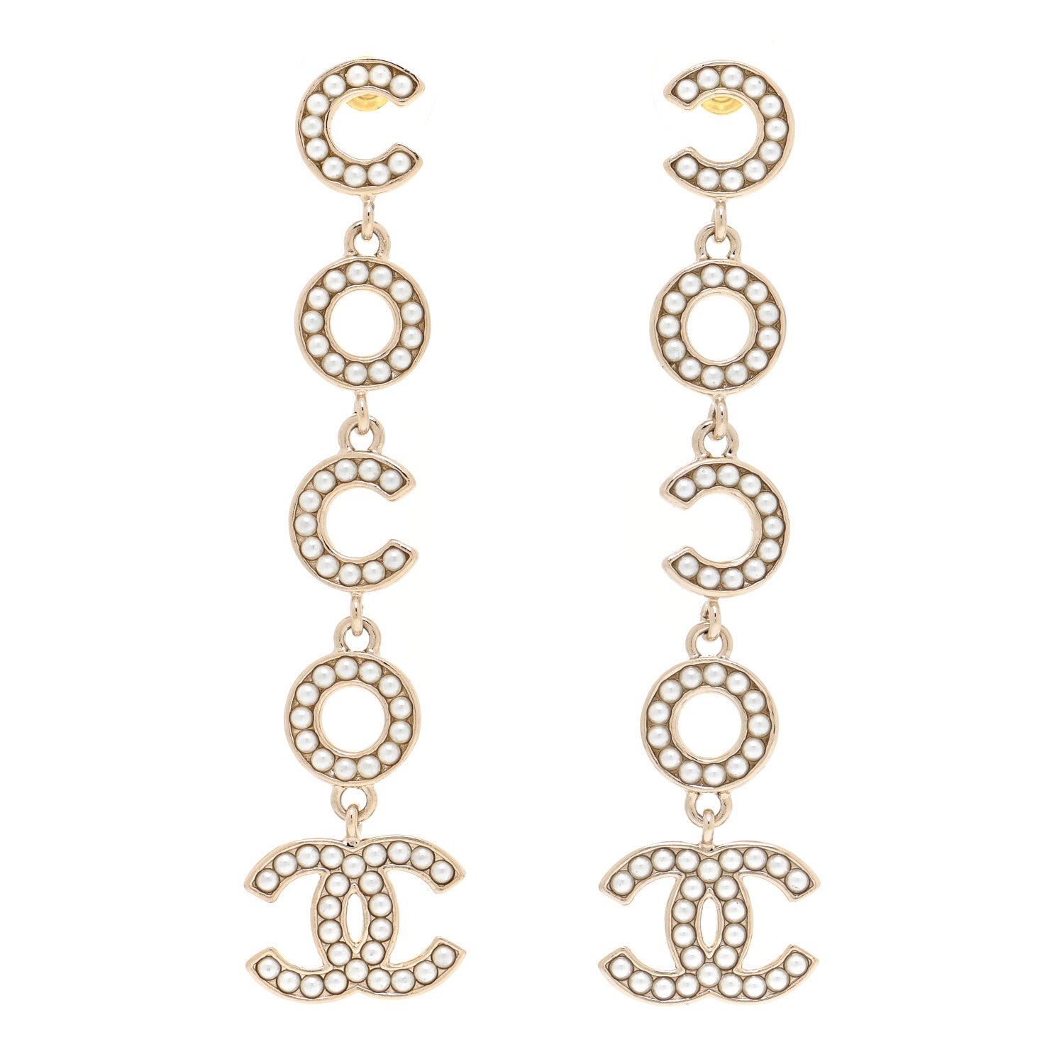 Chanel Pearl Coco Drop Earrings Gold 1 of 6