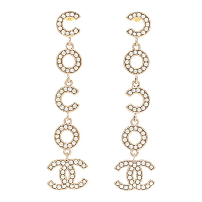 Chanel Pearl Coco Drop Earrings Gold 1 of 6