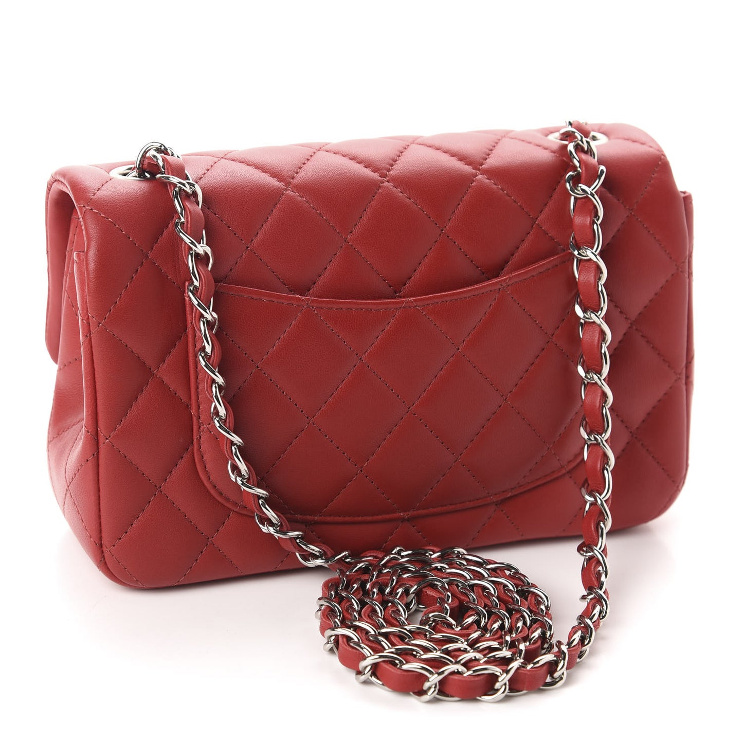 Lambskin Quilted Mini Rectangular Flap Red