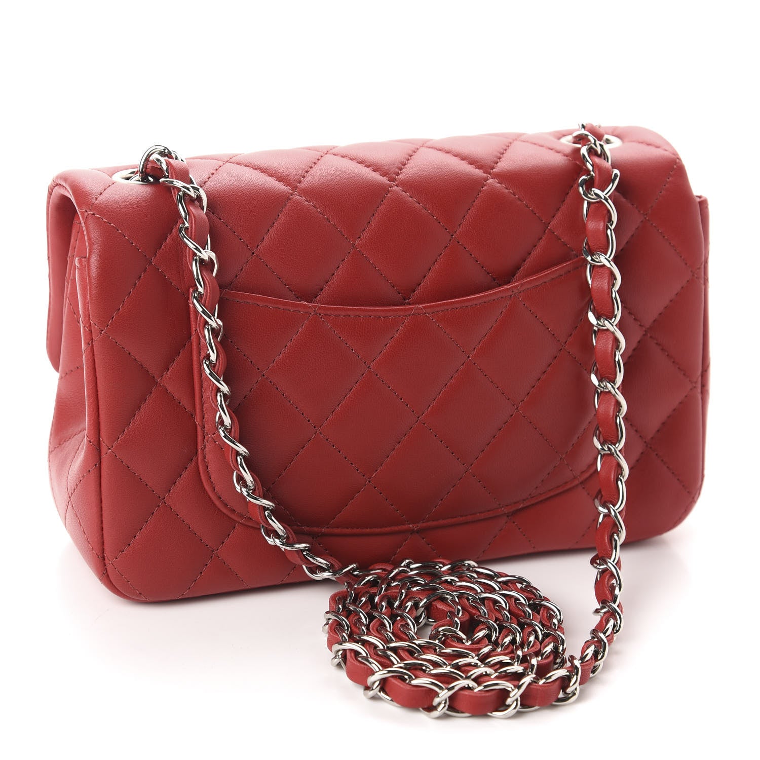 Chanel Lambskin Quilted Mini Rectangular Flap Red 3 of 11