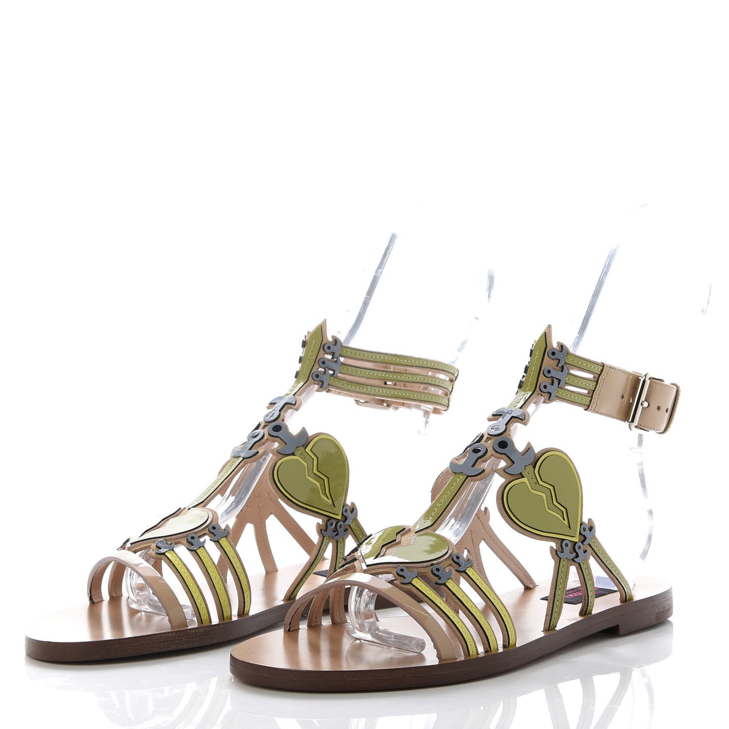 Patent Loveblade Caged Flat Sandals 36 Camel Rose