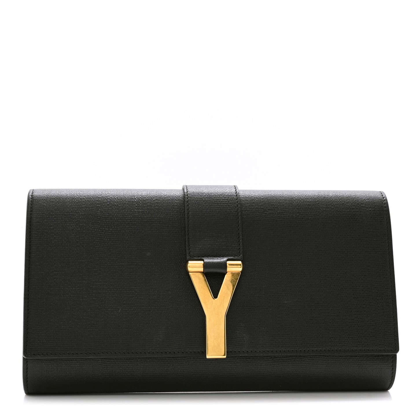 Textured Calfskin Classic Y Ligne Clutch Black
