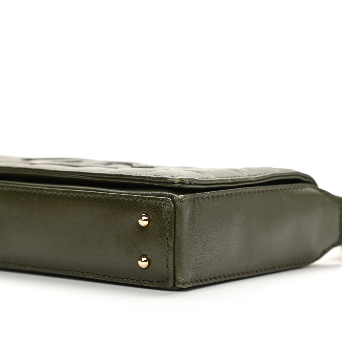 Lambskin Quilted CC Chocolate Bar Flap Green