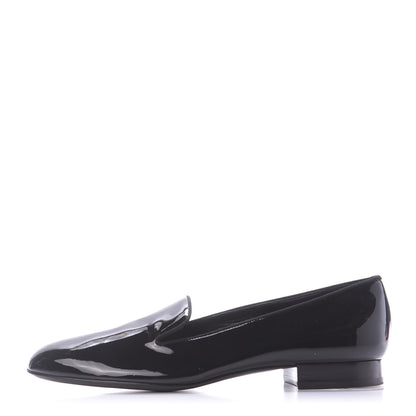 Saint Laurent Patent Calfskin Smoking Slipper Flat Loafers 37 Black 1 of 11