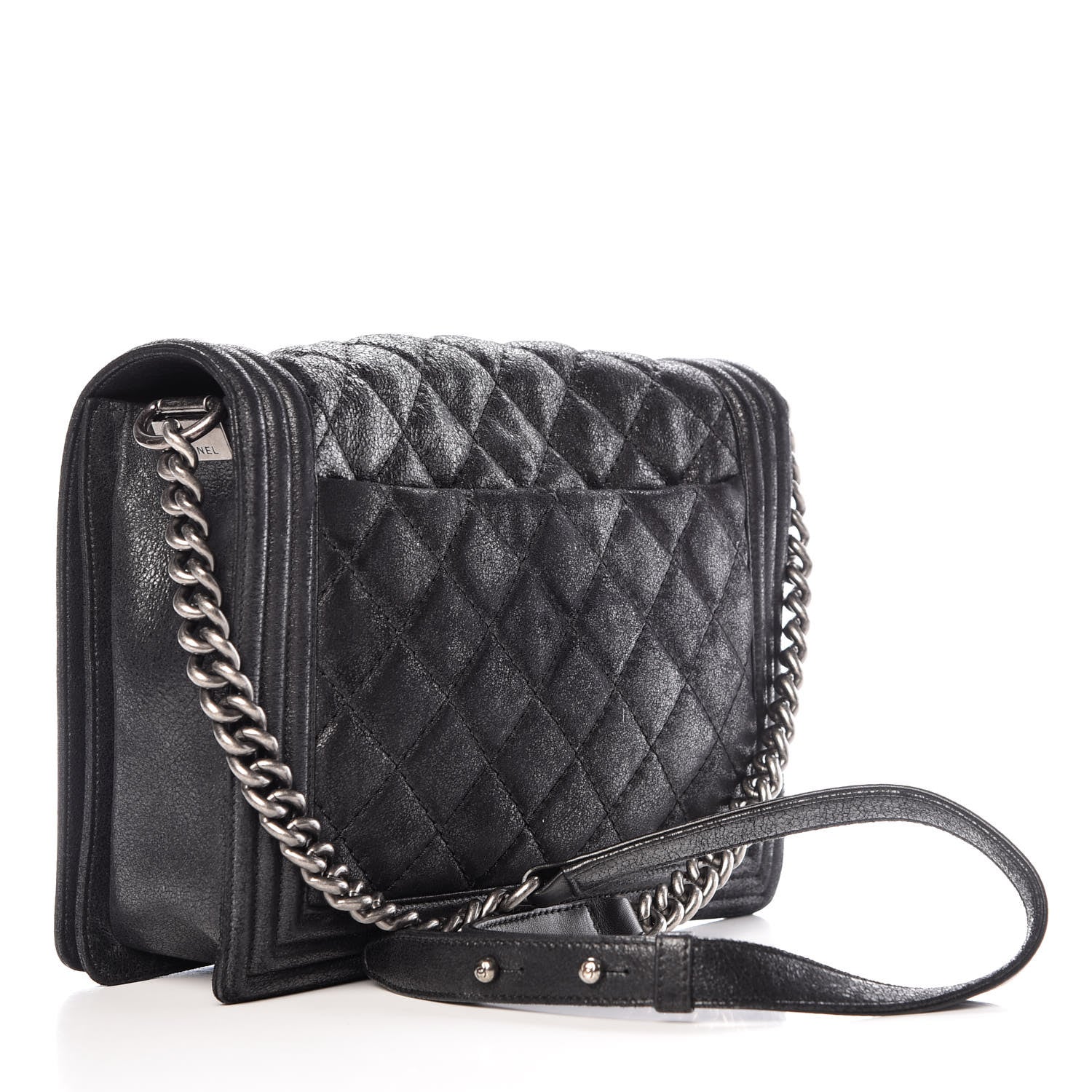 Chanel Iridescent Calfskin Quilted New Medium Gentle Boy Flap Black 3 of 10