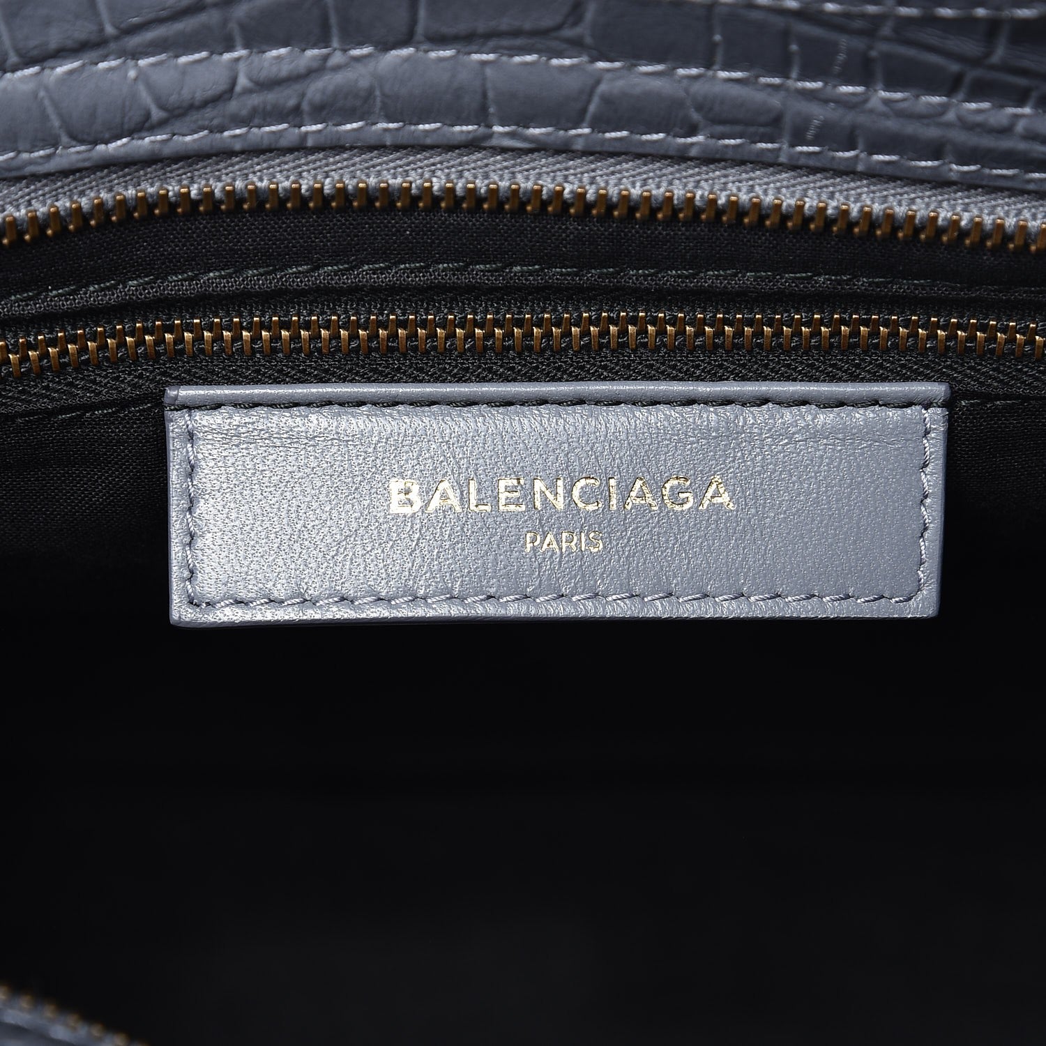 Balenciaga Calfskin Crocodile Embossed Classic Hardware City Gris Beton 8 of 8