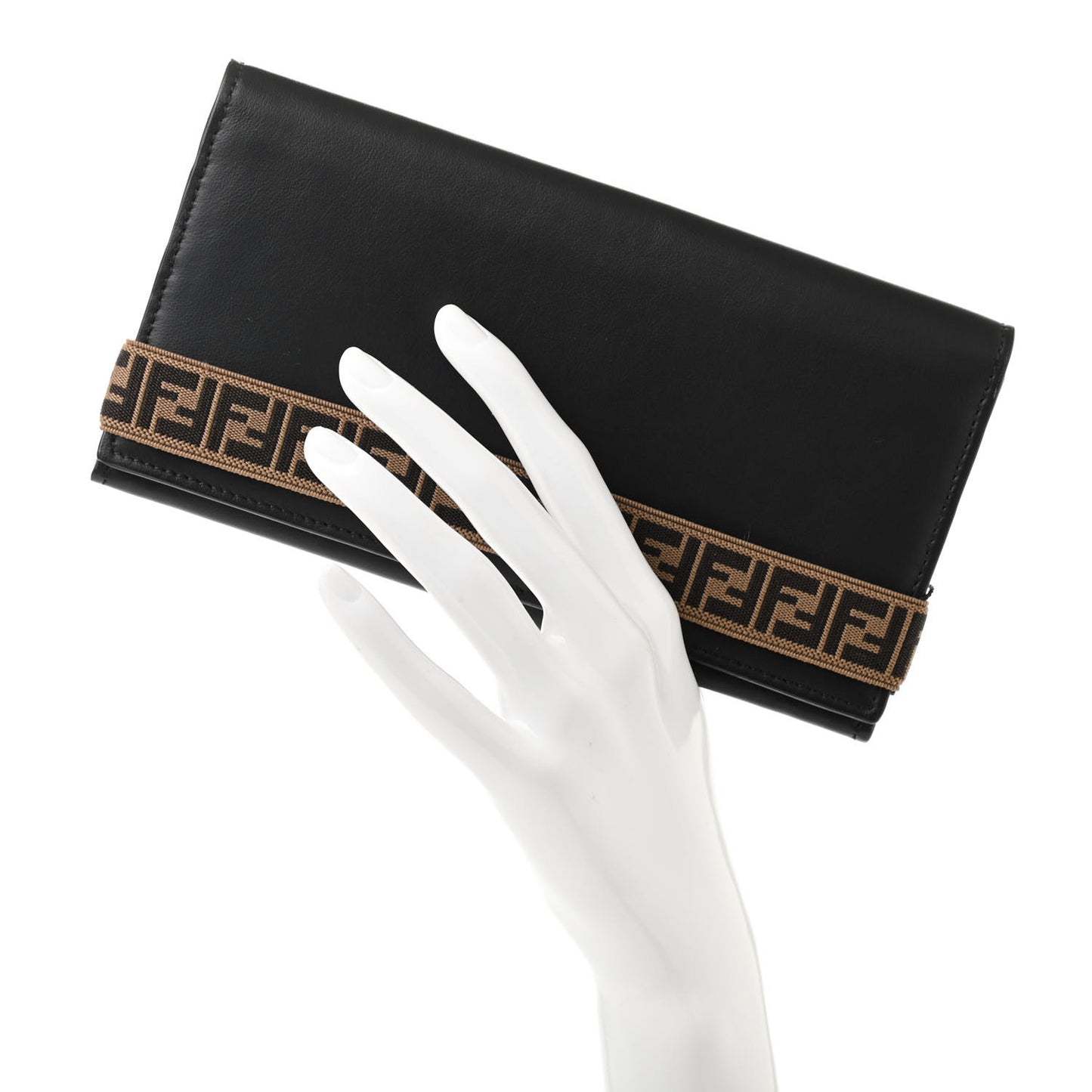 Vitello Grace Elastic FF Bi-Color Continental Wallet Black Sunflowers