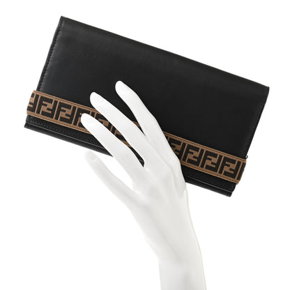 Fendi Vitello Grace Elastic FF Bi-Color Continental Wallet Black Sunflowers 2 of 12