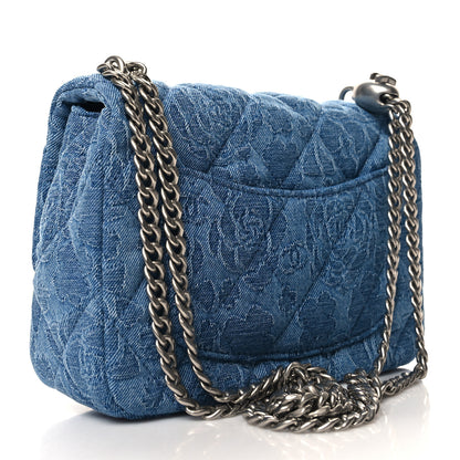 Chanel Denim Quilted Camellia Sweetheart Mini Flap Blue 3 of 11