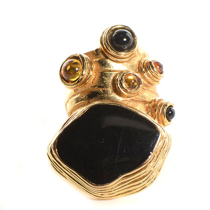Saint Laurent Enamel Arty Ring 4 Black Gold 1 of 5