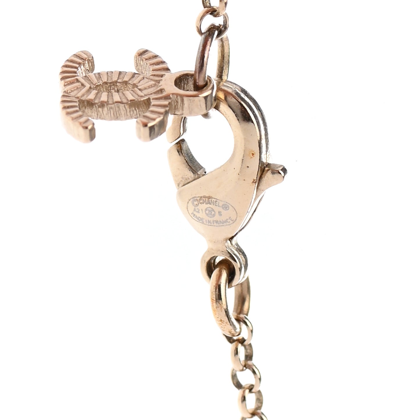 Resin Crystal CC Heart Necklace Pearly White Gold