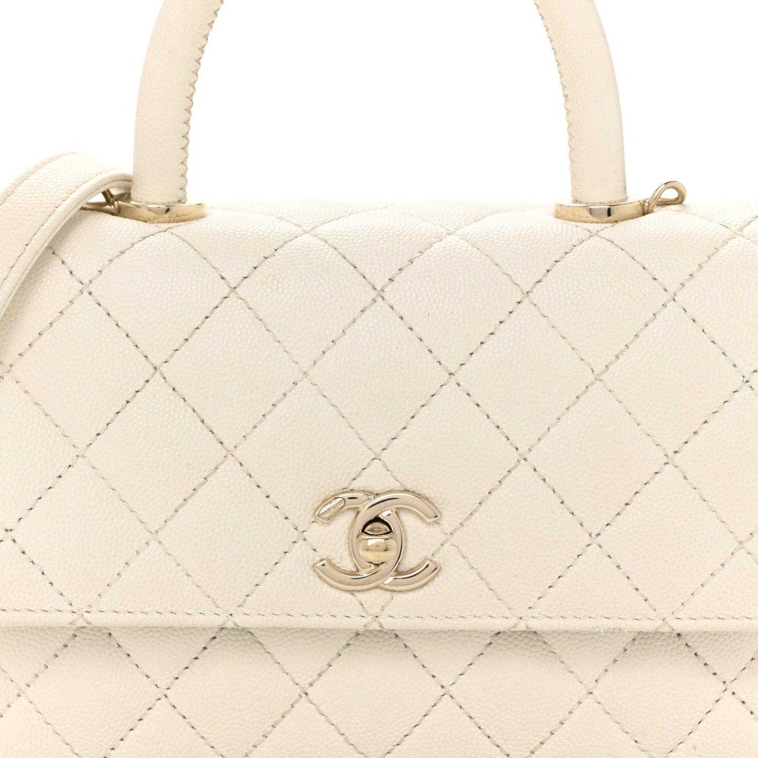 Chanel Caviar Quilted Mini Coco Handle Flap White 8 of 14