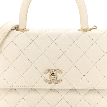 Chanel Caviar Quilted Mini Coco Handle Flap White 8 of 14