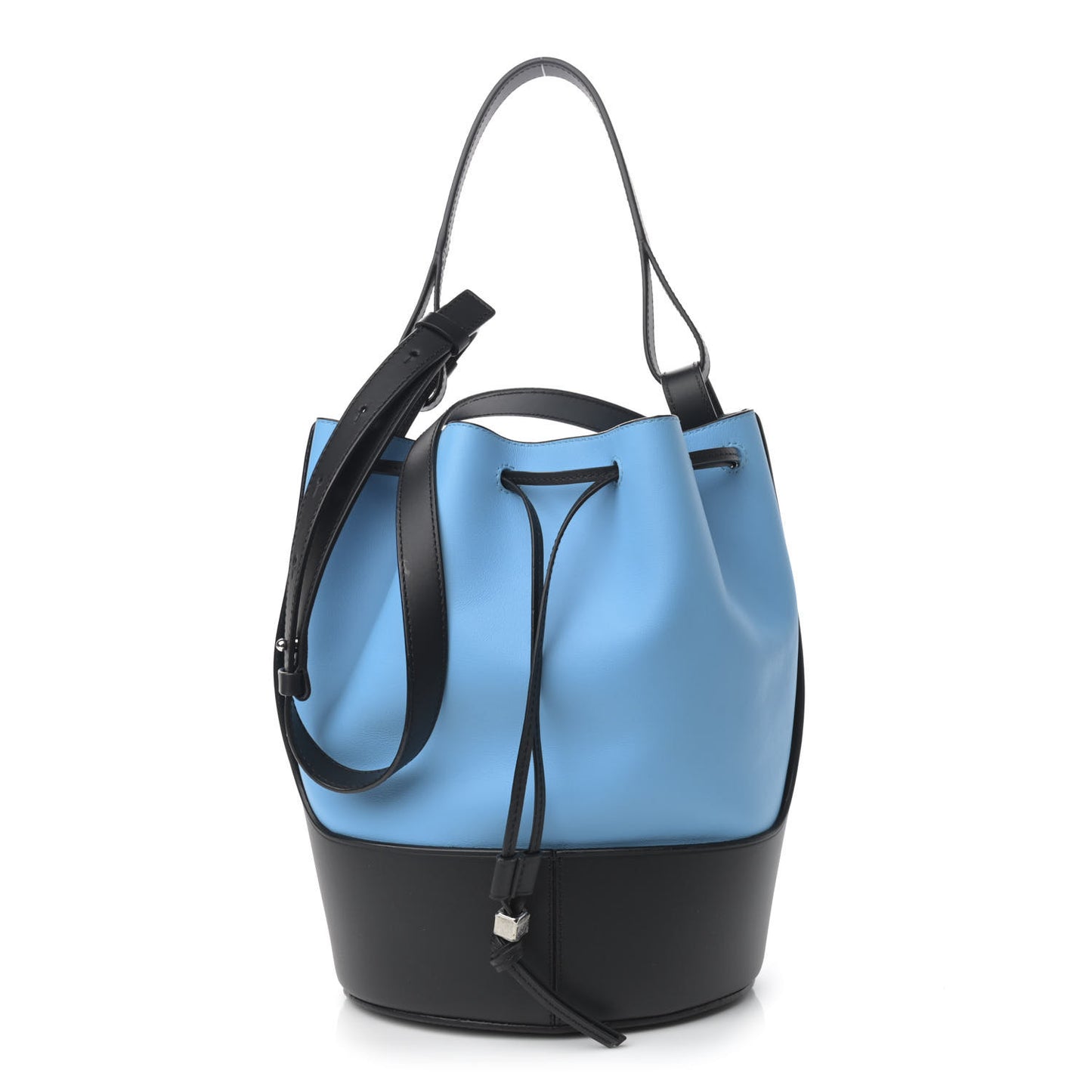 Calfskin Medium Balloon Bucket Bag Topaz Black