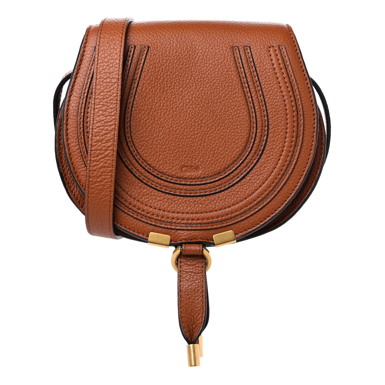 Chloe Calfskin Mini Marcie Round Crossbody Bag Tan 1 of 10