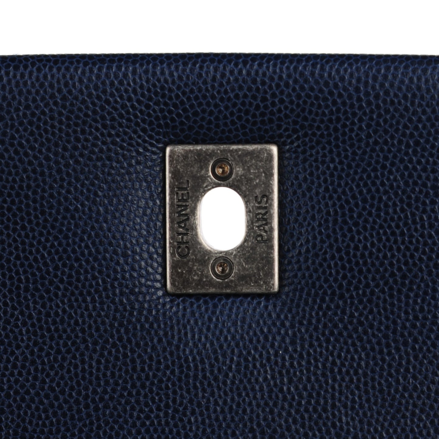 Caviar Quilted Large Coco Handle Flap Navy