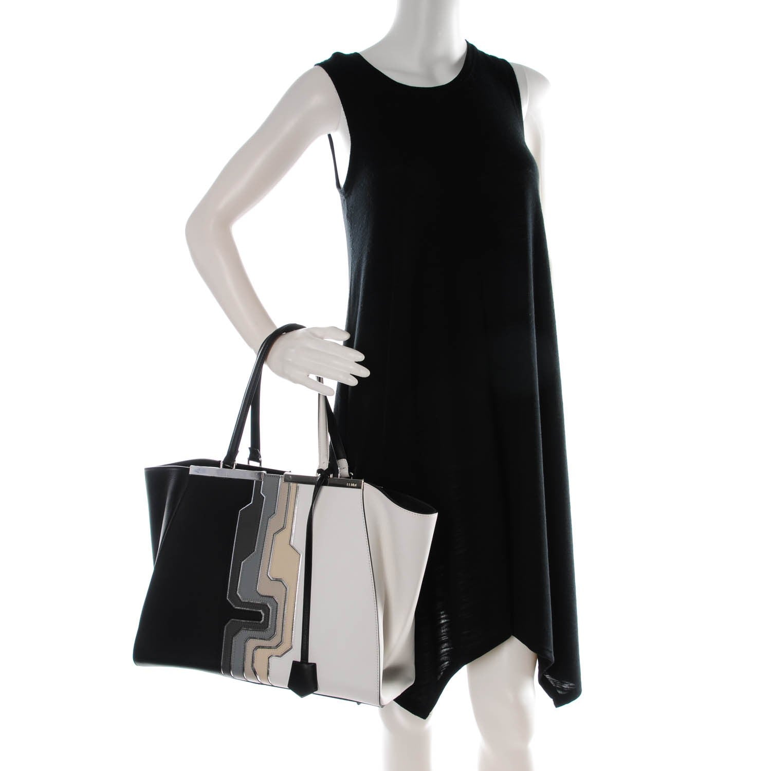 Fendi Vitello Circuit Inlay Large 3Jours Tote Black Multicolor 2 of 8