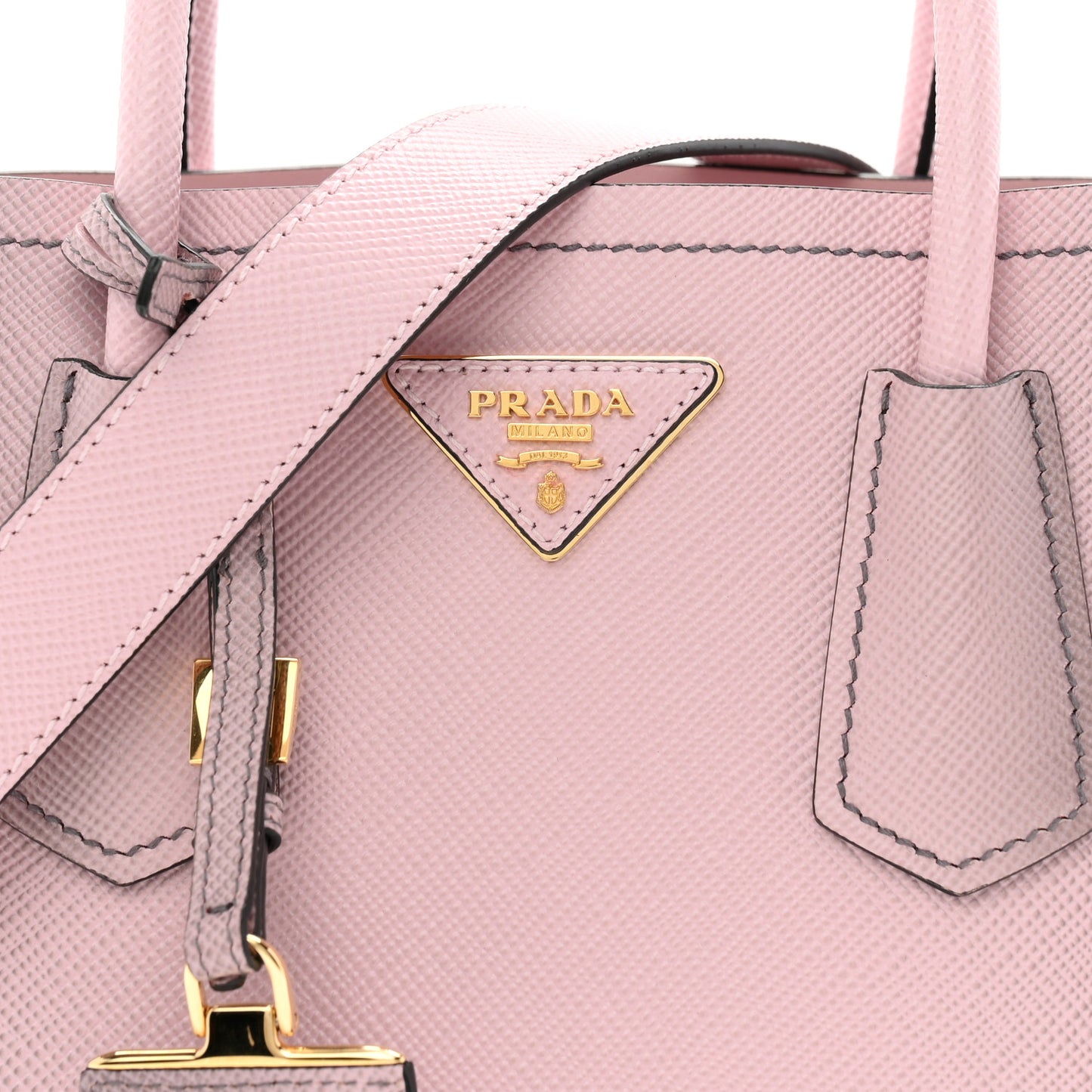 Saffiano Cuir Mini Double Bag Alabastro