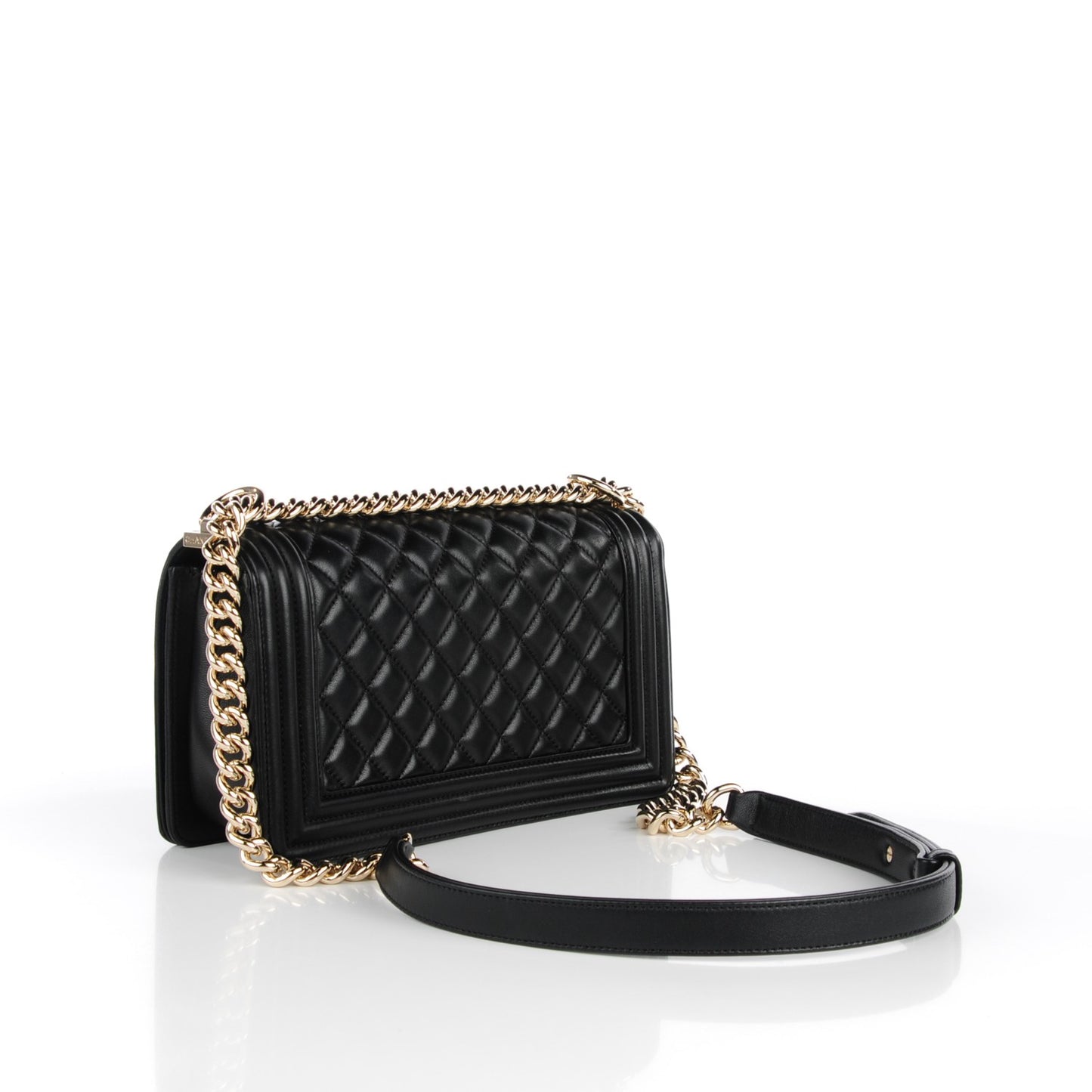 Lambskin Quilted Medium Boy Flap Black