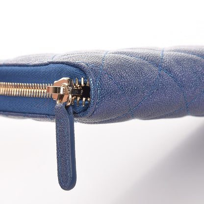 Chanel Iridescent Caviar Quilted Large Zip Around Organizer Wallet Blue 9 of 11