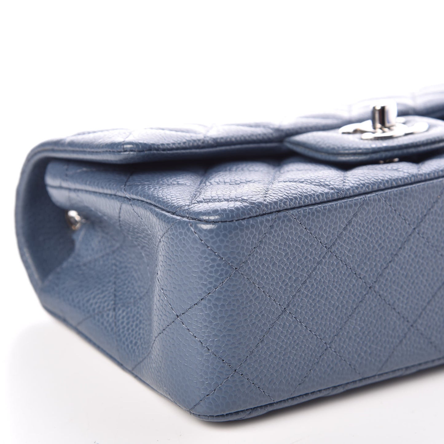 Caviar Quilted Mini Rectangular Flap Blue