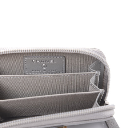 Chanel Caviar Quilted Boy Zip Around Coin Purse Wallet Grey 8 of 10
