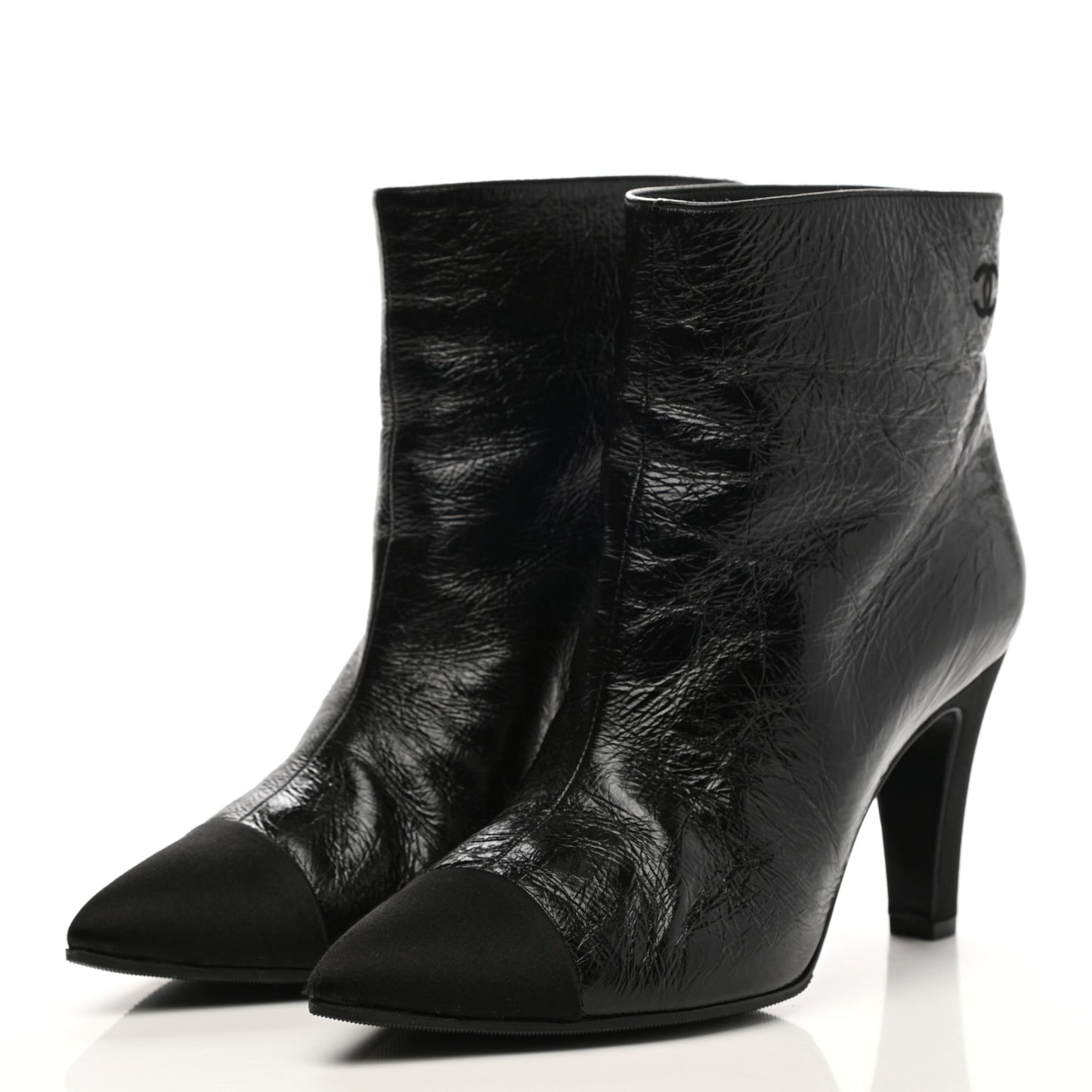 Satin Grosgrain Cap Toe Ruffle Boots 37.5 Black 38 Black