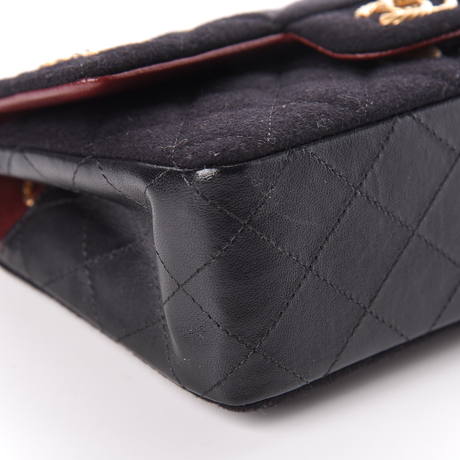 Chanel Felt Quilted Paris-Hamburg Charms Mini Rectangular Flap Black 10 of 12