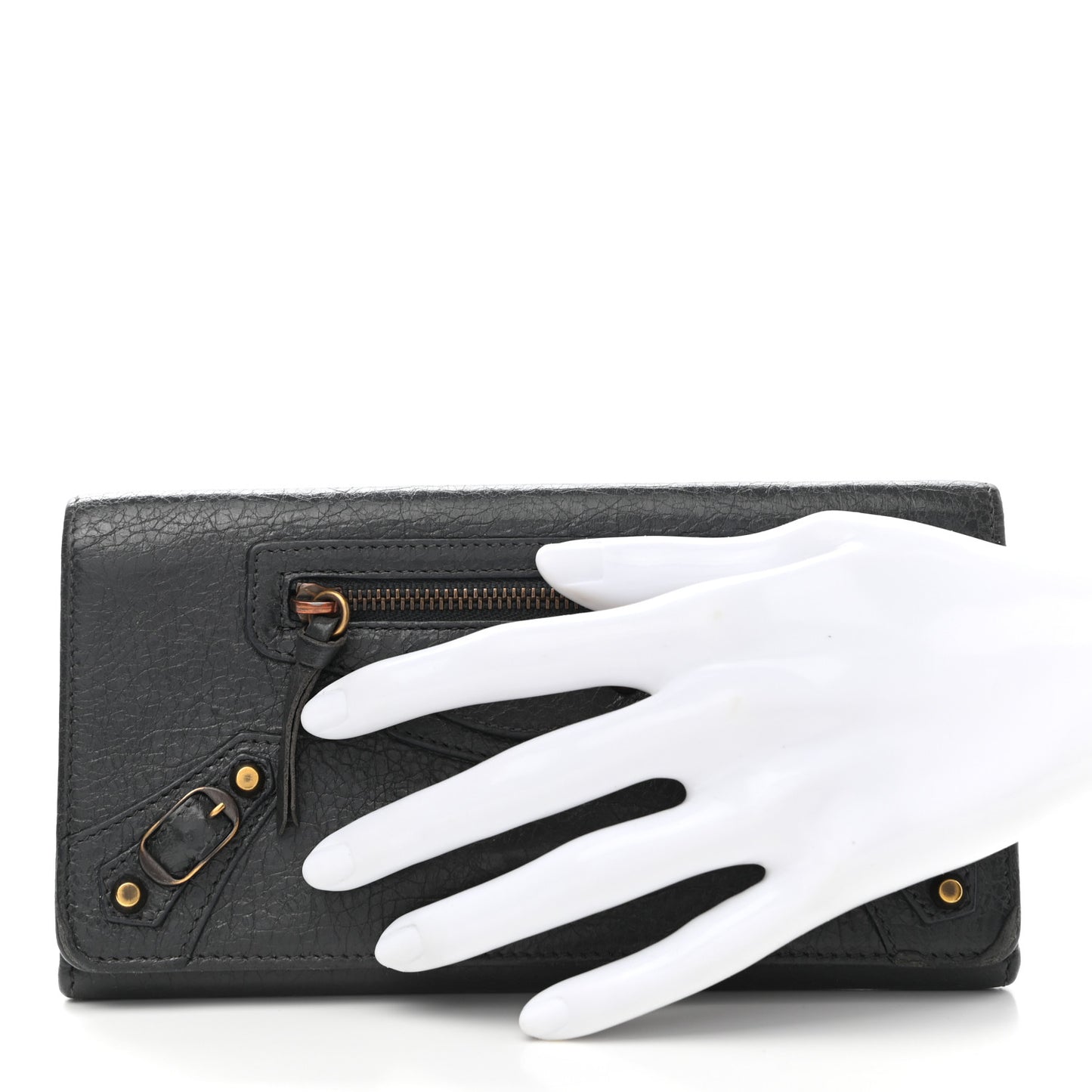 Agneau Classic Hardware Money Wallet Gris Fossile