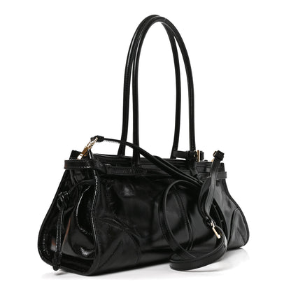 Prada Soft Lux Calfskin Triangle Medium Bonnie Shoulder Bag Black 2 of 8