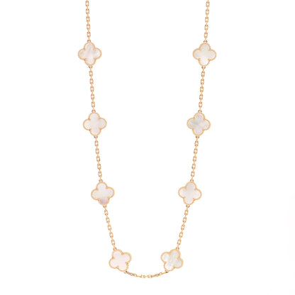 Van Cleef & Arpels 18K Yellow Gold Mother of Pearl 20 Motifs Vintage Alhambra Necklace 1 of 6