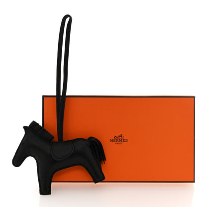 Hermes Milo Lambskin Grigri Rodeo Horse Bag Charm MM So Black 3 of 3