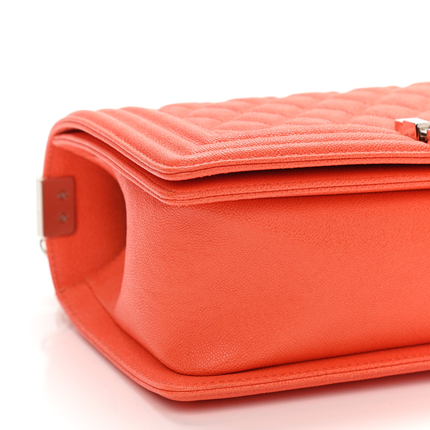 Caviar Quilted Medium Boy Flap Orange